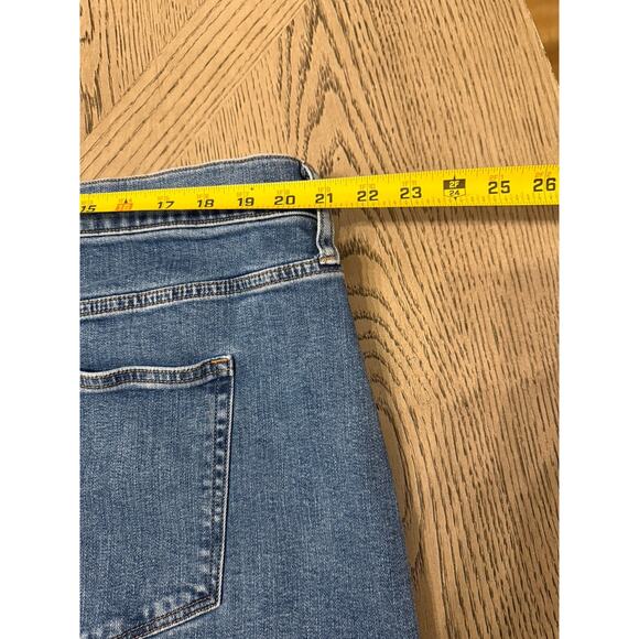 J. Crew Size 20 Blue Denim Jean Mini Skirt Pockets Stretch Plus Size Back Slit - Picture 4 of 9